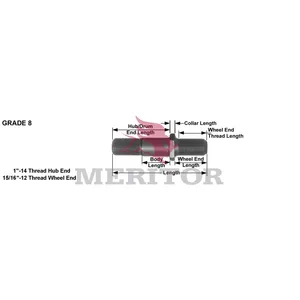 Meritor Stud/Rh/Cliped 2736346 