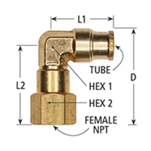 Haldex Fitting Elbow Female 90 Swl 1/4T 1/4F Dot Push H Temp 2153095 