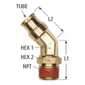 Haldex Fitting Elbow Male 45 Swl 3/8T 3/8P Dot Push H Temp 2153132 