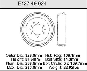 Bendix Brake Drum 11.4 x 12.95 456724 