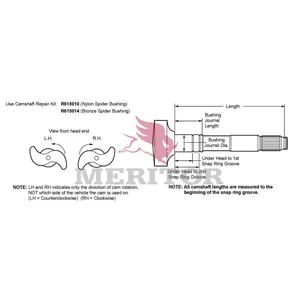 Meritor High-Lift 1.5 28 Spline Left Hand Camshaft 776020 
