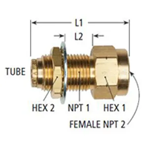 Haldex Fitting Bulkhead Union Female  1/4T 1/8F Dot Push H Temp 2115379 