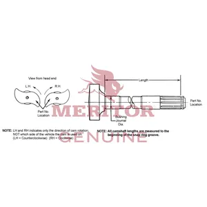 Meritor P 1.5 10 Spline Right Hand Camshaft 2748465 