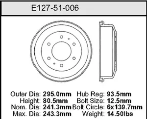 Bendix Brake Drum 9.5 x 11.61 450536 