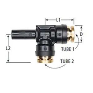 Haldex Fitting Standpipe Run T  3/8T 1/4T 3/8Pt Dot Push Comp 2115827 