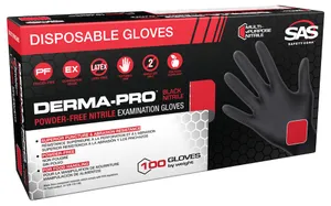 SAS Safety Corp DERMA-PRO BLACK NITRILE POWDER-FREE EXAM GRADE... 1516538 