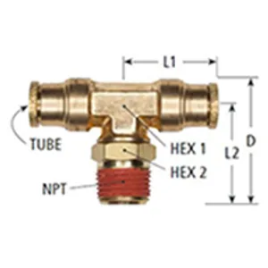 Haldex Fitting Branch T Male Swl 1/4T 1/4P Dot Push H Temp 2110346 