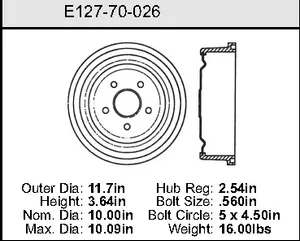 Bendix Brake Drum 10 x 11.7 443824 