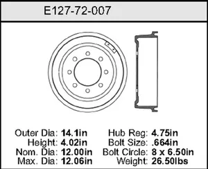 Bendix Brake Drum 12 x 14.1 449378 