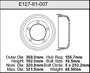 Bendix Brake Drum 12.63 x 14.49 444486 