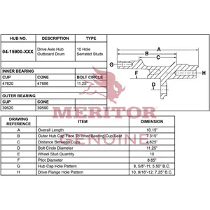 Meritor Ay-Rear Hub 724280 