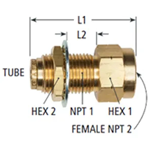 Haldex Fitting Bulkhead Union Female  3/8T 3/8F Dot Push Brass 2111797 