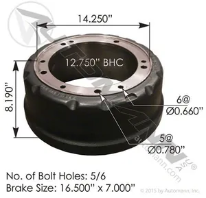 Automann Brake Drum 16.5 x 7 920656 