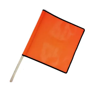 Armada Flo-Orange Mesh Flags with Wooden Staff and Edge Binding 1945479 