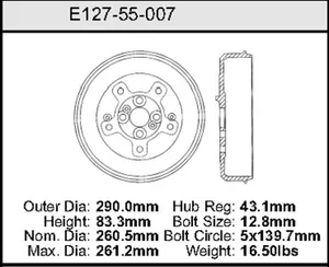 Bendix Brake Drum 10.26 x 11.42 453300 