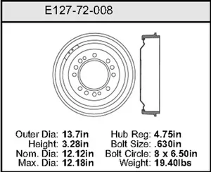 Bendix Brake Drum 12.12 x 13.7 440450 