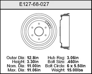 Bendix Brake Drum 11 x 12.8 449348 