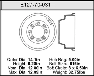 Bendix Brake Drum 12 x 14.1 453446 