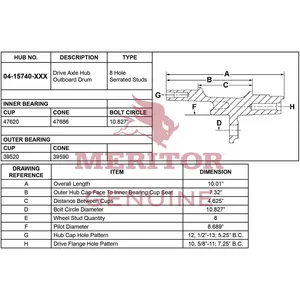 Meritor HUB ROTOR REAR 723962 