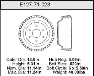 Bendix Brake Drum 11.14 x 13.6 458414 