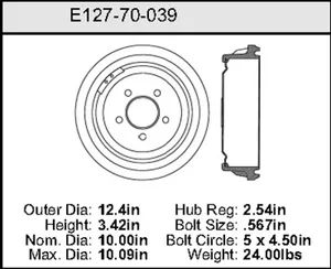 Bendix Brake Drum 10 x 12.4 449340 