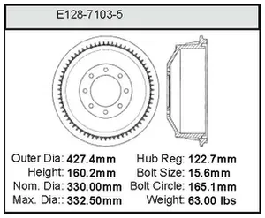 Bendix Brake Drum 12.99 x 16.83 449320 