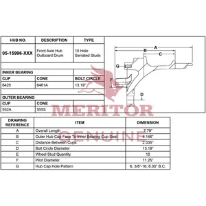 Meritor Ay-Hub/Stud/Tr 729550 