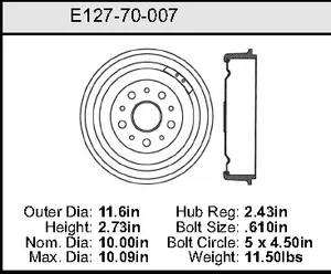 Bendix Brake Drum 10 x 11.6 456740 