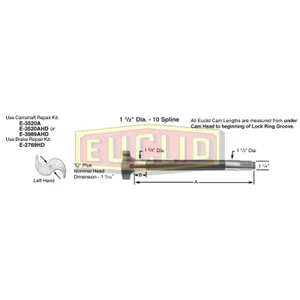 Euclid P, Q, Q Plus 1.5 10 Spline Left Hand Camshaft 1046388 