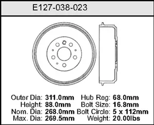 Bendix Brake Drum 10.55 x 12.24 446066 