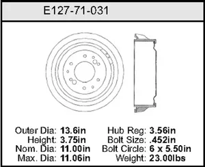 Bendix Brake Drum 11 x 13.6 446238 