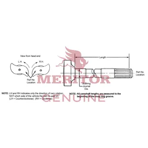 Meritor P 1.5 10 Spline Right Hand Camshaft 736096 