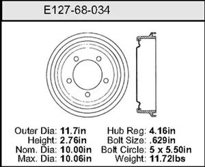 Bendix Brake Drum 10 x 11.7 455214 