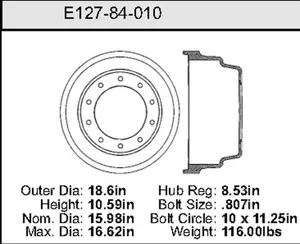 Bendix Brake Drum 15.98 x 18.6 461032 