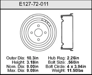 Bendix Brake Drum 9 x 10.3 453450 