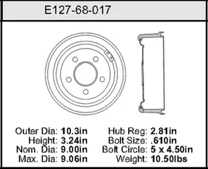 Bendix Brake Drum 9 x 10.3 459950 