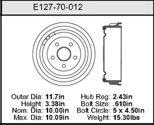 Bendix Brake Drum 10 x 11.7 459958 