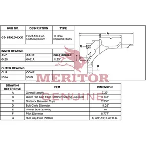 Meritor Ay-Frt Hub/Stud 750157 