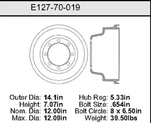 Bendix Brake Drum 12 x 14.1 453448 