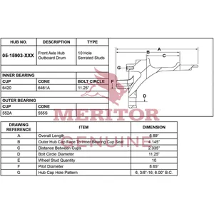 Meritor Ay Frt Hub Rtr 715108 