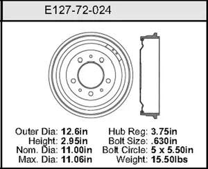 Bendix Brake Drum 11 x 12.6 443644 