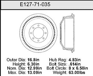 Bendix Brake Drum 12.99 x 16.8 451526 