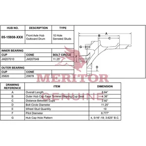 Meritor AY-FRT HUB/DRU 713956 