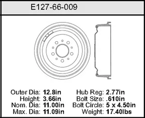 Bendix Brake Drum 11 x 12.8 441334 