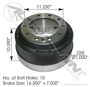 Automann Brake Drum 16.5 x 7 895410 