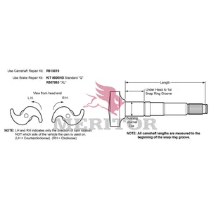 Meritor Extended Life 1.5 28 Spline Left Hand Camshaft 784550 