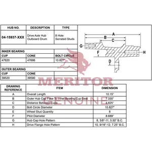 Meritor Ay-Rear Hub 717672 