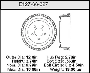 Bendix Brake Drum 9.99 x 12 449334 