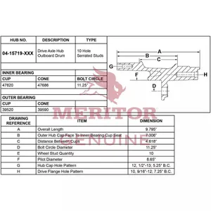 Meritor Ay-Rear Hub 1011122 