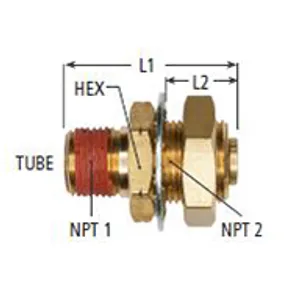 Haldex Fitting Gladhand Bulkhead Male  3/8T 1/2P Dot Push H Temp 2113666 